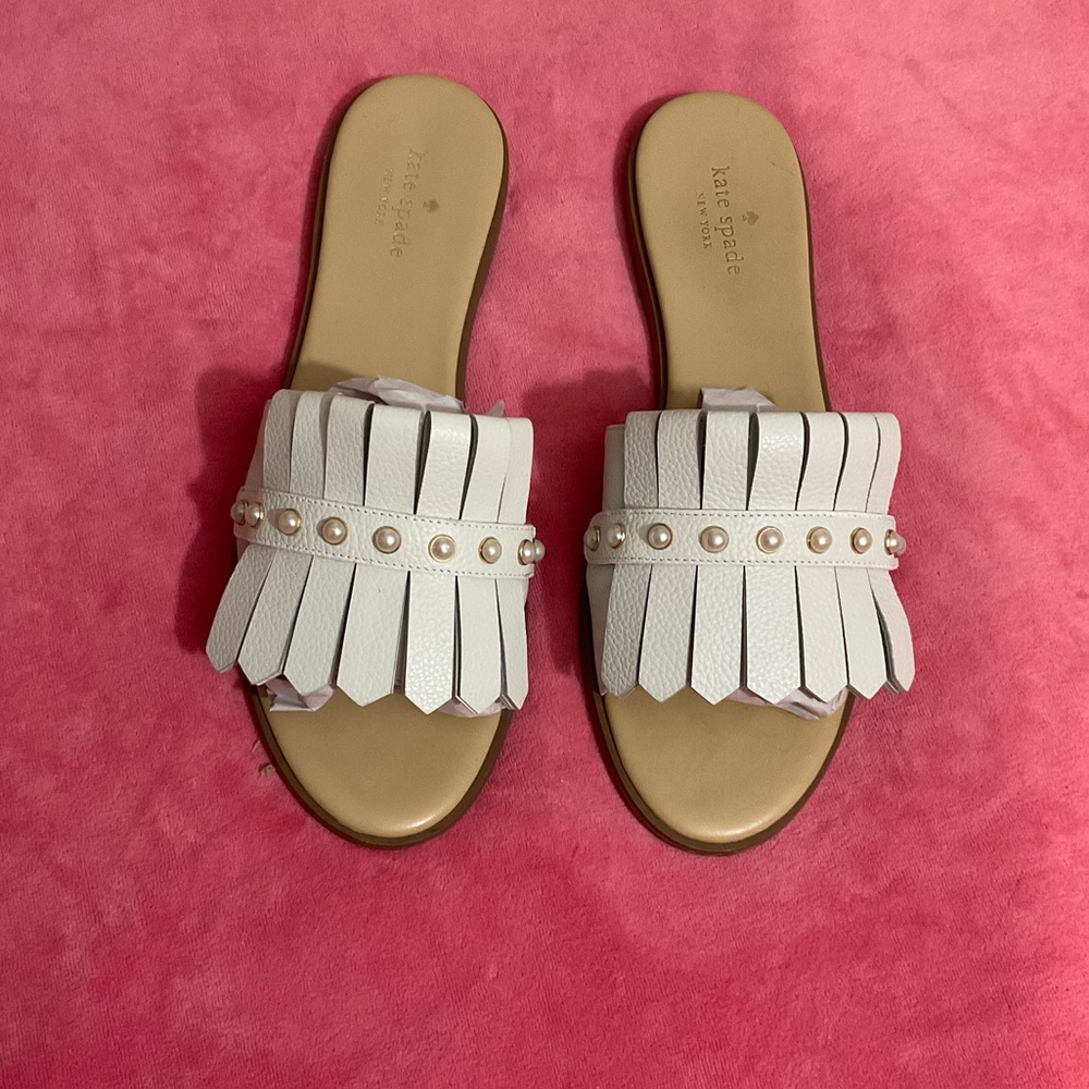 Kate Spade Stasie Fringe Pearl Sandals Slides
